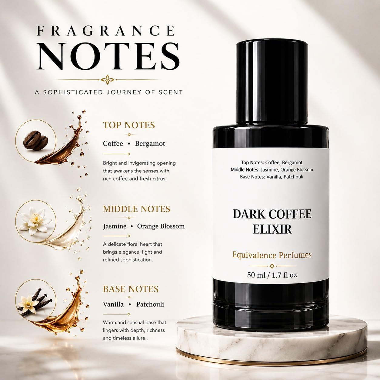 Dark Coffee Elixir 60 ml – Inspired by Black Opium Fragrance Unisex – High Concentration Perfume Spray – Coffee Vanilla, Jasmine, Patchouli & Warm Amber – Long Lasting Unisex Parfum