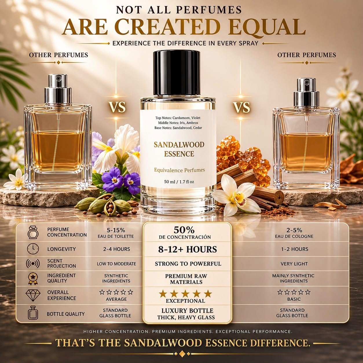 Sandawood Essence Elixir 50 ml – Inspired by Inspired by Santal 33 – High Concentration Perfume Spray – Cardamom, Violet, Sandalwood– Long Lasting Unisex Parfum