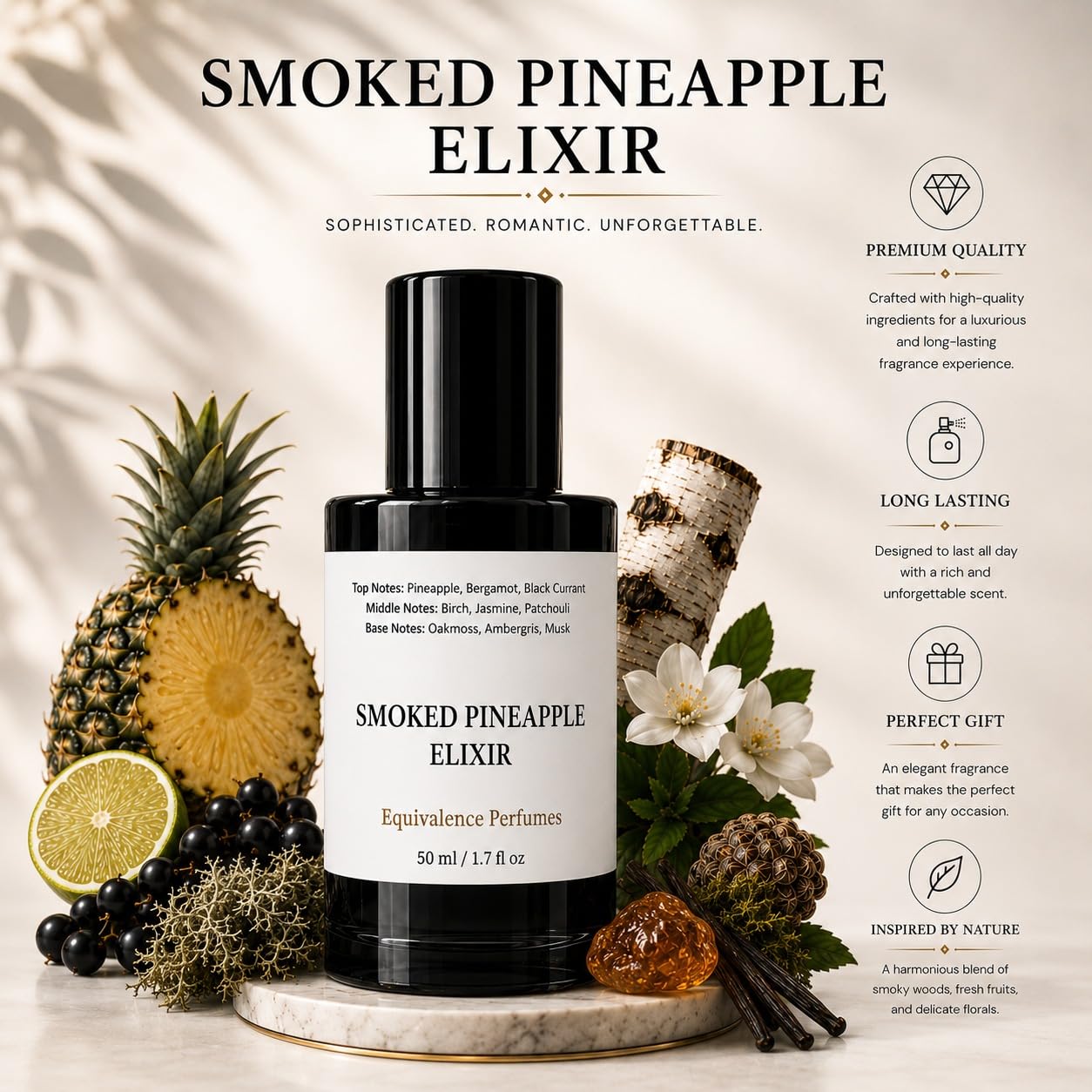 Smoked Pineapple Elixir 60ml – Extrait de Parfum for Women & Men – High Concentration Perfume Spray – Pineapple, Bergamot, Birch & Musk Scent – Long Lasting Unisex Parfum