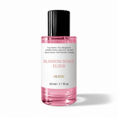 Blossom Bomb Elixir 60 ml – Inspired by Flowerbomb – Tea, Bergamot, Jasmine & Orchid – High Concentration Long-Lasting Perfume Spray for Women – Soft Woods & Freesia